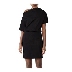 Amanda Uprichard Angie Dress Black Small Off Shoulder Blouson Draped Chic LBD